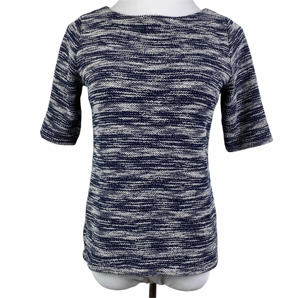 The Limited Side Zipper Sweater Women's Small Navy Blue White Half Sleeve‎